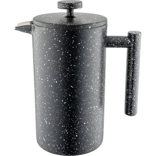 Café Olé CFD Granite Cafetière, doppelwandiger Körper aus 18/10-Edelstahl und Siebfilter, Schwarze Granitoptik, 1000 ml (8 Espressotassen oder 4 Becher)