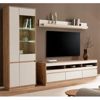 furn.design WOHNWAND Kaschmir, Artisan Eiche 3-teilig 292 cm, Schrankwand mit Soft-Close
