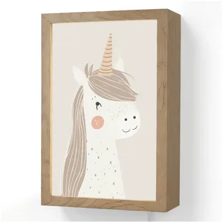 OnlyWow Wandleuchte Lightbox Einhorn - Pastellfarben - Einhorn - Mädchen, Dimmbar, Farbwechsel, LED, Warmweiß, Kaltweiß, Neutralweiß Einstellbar, Wandlampe Innen, Dimmbar, mit Kabel, LED, Beleuchtung, Kinderzimmer 20 cm x 8 cm x 30 cm