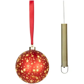 Lumineo LED-Glas-Weihnachtskugel Ø 14 cm Rot