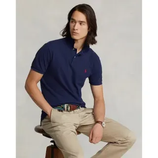 Polo Ralph Lauren für Herren. 710782592008 Marineblaues Piqué-Poloshirt (L), Lässig, Baumwolle, Kurzarm