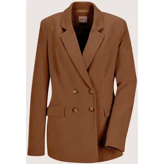 Jackenblazer MADELEINE "Cordblazer Moderner Businessblazer mit Reverskragen", Damen, Gr. 46, mandel, Modern, V-Ausschnitt, Blazer, Cordoptik