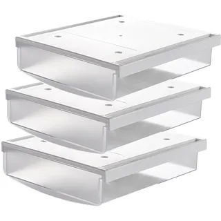 TUKA 3X 3,5L Unterschreibtisch-Schubladen 24x21x8cm, Selbstklebende Schubladen, Versteckte Unterbauschublade Aufbewahrungsbox unter Schreibtisch, Utensilien Stiftebox Matte Transparent 3er TKD8606