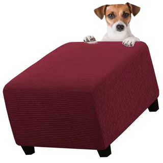 Fußhocker Schonbezug Hockerbezug 40x40/45x45/50x50/60x60 Stretch Silberfuchssamt Ottomane Bezug Quadratisch Protector Überzug für Hocker Hussen(8#,39x39in/100x100cm)