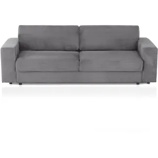 KHG BigSofa 250 cm Cordstoff Anthrazit - modernes XXL Sofa mit Schlaffunktion, Federkern, Rückenkissen & Nierenkissen - gemütliches Wohnlandschaft Sofa für Wohnzimmer