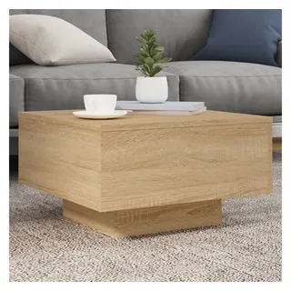 vidaXL Couchtisch mit LED-Leuchten Mehrfarbig Eiche 55 x 55 x 31 cm