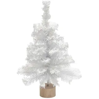 Künstlicher Mini-Weihnachtsbaum, 45 cm, mit Holzständer, Kleiner Tischbaum für Weihnachtsdeko (Weiß)