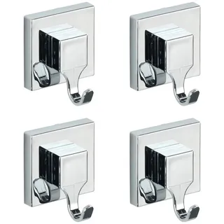WENKO Wandhaken, (Set, 4-St), Befestigen ohne bohren silberfarben