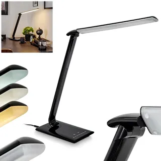 HOFSTEIN LED Tischlampe Chozendo, verstellbare Tischleuchte aus Metall/Kunststoff in Schwarz/Weiß, Nachttischlampe m. Touch-Dimmer, USB-Anschluss, Ladefunktion, 7 Watt, 520 Lumen, CCT 3000-6500 Kelvin