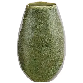 Dehner Keramik-Vase Linn, bauchig, dunkelgrün