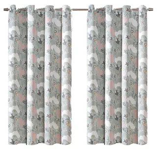 heimtexland Kinder Deko Vorhang 2er Set Verdunkelungsgardinen Kinderzimmer Thermo-Gardine Sonnenschutz Kälteisolierend verdunkelnd Typ922 Dschungel Ösenschal HxB 160x135 cm