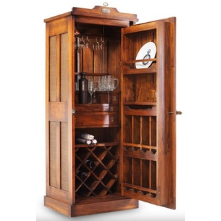 Casa Padrino Barschrank Casa Padrino Luxus Vintage Stil Barschrank Braun 69,5 x 52 x H. 178,5 cm - Massivholz Weinschrank - Vintage Stil Bar Möbel - Luxus Bar Möbel - Massivholz Bar Möbel