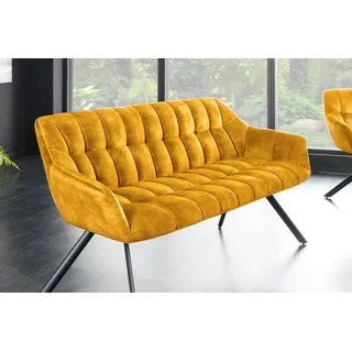 riess-ambiente Sitzbank PAPILLON 165cm senfgelb/schwarz - Samt, Metall-Füße, mit Armlehne (Einzelartikel, 1-St), gepolsterte Bank mit Rückenlehne – ideal für Esstisch, Küche & Flur gelb