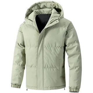 UPOI Winterjacke Herren Einfarbiges Jacke mit Kapuze Männer Pufferjacke Steppjacke mit Reißverschluss Down Coat Winddicht Windbreaker Outdoorjacke Warme Jacke Mantel Herbstjacke Wintermantel - M
