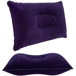 Intirilife Aufblasbares Kissen in LILA - 33.5 x 22 cm - Rechteckiges Kopfkissen zum Aufblasen mit ergonomischer Form zum bequemen Schlafen