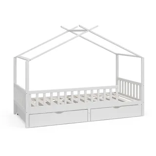 Livinity® Kinderbett Hausbett FRANKA Weiß weiß 96 cm x 206 cm