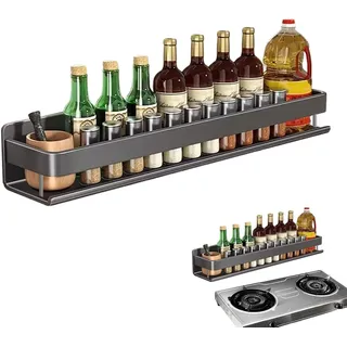 Gewürzregal Zur Wandmontage, Gewürzregal Für Die Küche, 50 Cm Organizerhalter Aus Aluminium, Schwarz