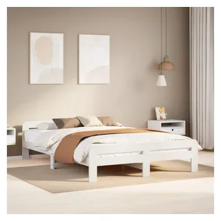vidaXL Massivholzbett 140 x 190 cm Weiß