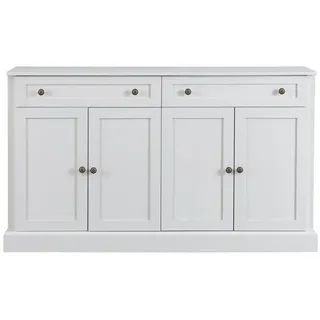 EXTSUD Sideboard Sideboard 150 cm, Retro-Design, 4 Türen & 2 Schubladen, Retro-Stil, klare Linien, viel Stauraum, einfache Montage. weiß