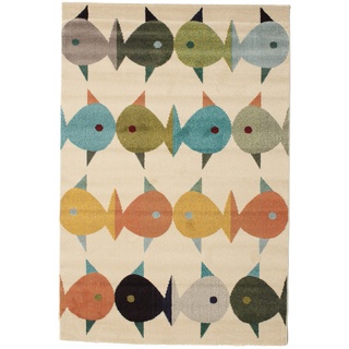 Fugl og fisk Teppich - Beige / Mehrfarbig 160x230
