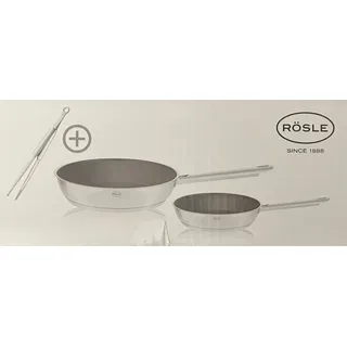 Rösle Pfannenset 3-tlg. 28 cm und 20 cm Pfanne + Spitzzange NEU/OVP ink DHL