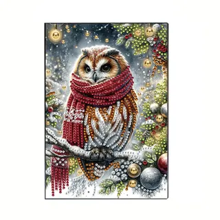 Diamond Art Painting Notizbuch A5, DIY 50 Seiten Skizzenbuch Blanko, Weihnachten Diamont Painting Notizbuch mit Exquisitem Musterdesign, Tagebuch Leder, Skizzenbuch-13-Eule