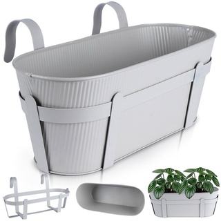 Balkon-Blumentopf Hängetopf Blumenkasten Übertopf aus Metall grau 37,5 cm