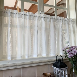 ACMHNC Scheibengardine Voile Bistrogardine Landhaus Küche Kurz Vorhang Modern Kurzstores Gardinen Transparent Kaffee Vorhang 1 Stück,Weiß,140cm x 30cm /55"*12"