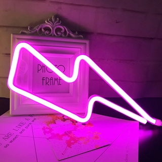 QiaoFei Neonlicht, LED Lightning Sign geformt Dekor Licht, Wand-Dekor für Weihnachten, Geburtstagsfeier, Kinderzimmer, Wohnzimmer, Hochzeit Party Decor (Rosa)
