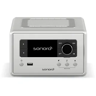 sonoro Relax Internetradio mit Bluetooth (Sleep-Timer, UKW, DAB Plus, WLAN, Spotify, Amazon, Deezer, Meditation) Radiowecker Silber