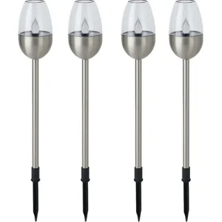 Dehner Solarleuchte 4er Set Edelstahl/Kunststoff Ø 6,1 cm Länge 41,7 cm silber