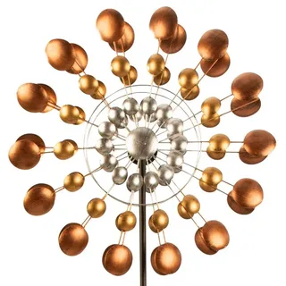 XiRRiX Deko-Windrad Wunderschönes Windspiel XXL Windrad für den Garten (gold/silber, Ø 61 cm H: 83 cm), Gartendeko Sommerdeko Windrad mit Gartenstecker goldfarben|silberfarben