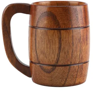 Garsent Bierbecher aus Naturholz, Bierkaffeetasse Vintage mit Henkel Holzbecher für Oktoberfest/Beerfest.