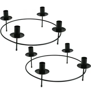 Eleganter Kerzenring für Stabkerzen, Kerzenhalter in Mattschwarz, Ø33,5cm