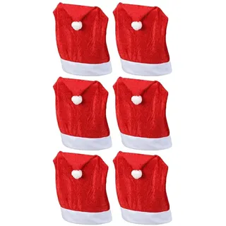 Novaliv, Möbelbezug + Möbelschutz, Weihnachten Stuhlhussen 6er Set I Samt I Rot I Nikolausmütze I Stuhlbezüge Esszimmer (65 x 48 x 65 cm)