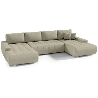 Fedve Wohnlandschaft, Beige, Textil, U-Form, 185x85x350 cm, Wohnzimmer, Sofas & Couches, Wohnlandschaften, Wohnlandschaften in U-Form