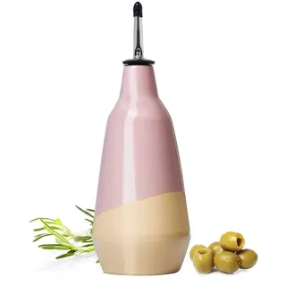 Gute Cruet Keramik-Karaffe für Olivenöl und Essig, 400 ml, perfektes Geschenk für Zuhause, 22,9 cm H x 7,6 cm B, rosa Flasche mit Ausgießern