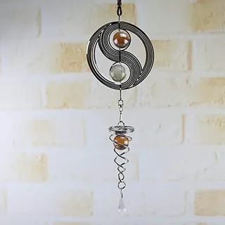 Verve Jelly Metall Windspiel - Orbit Yin Yang 300 - Ø300mm - Windspiel mit Kugelspirale Metallverzierungen Hängende Stücke, Kunsthandwerk, Wohnaccessoires