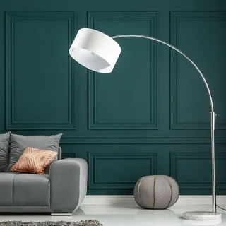 cagü XL Design Retro Lounge Bogenlampe SONOR Weiß Marmorfuss Weiß 170-200cm Höhe verstellbar