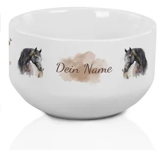GRAZDesign Müslischale Pferd personalisiert Kinder & Erwachsene, Schüssel für Frühstück, Müsli, Suppe, Kindergeschirr mit Namen, Keramik