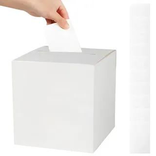 Tinsellns Kartenbox Hochzeitsbox, Geschenkbox Geschenkkartenbox mit Schlitz, 22X22cm Spendenbox Geldbox, Briefkasten aus Karton für Hochzeit Geburtstage Abschlussfeiern Babypartys (Weiß)