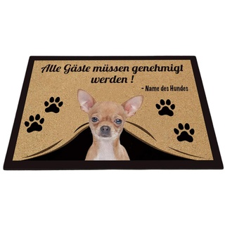 BAGEYOU Personalisierte Fußmatte mit Meinem Liebeshund Chihuahua Alle Gäste Müssen Genehmigt Werden Bodenmatte 60 x 40 cm