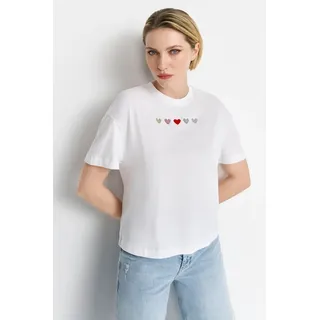 RICH & ROYAL T-Shirt mit Motiv-Stitching, weiss S