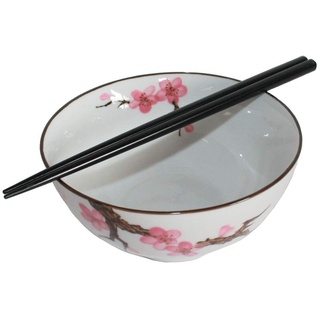 AAF Nommel – Matcha Reisschale Soba Bowl groß Sakura – Kirschblüte ø 15 cm mit Essstäbchen Nr. 770