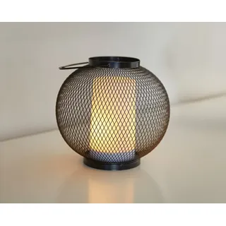 NORTHPOINT LED Laterne aus Metall mit Timer für Innen und Außen inkl. 3x AA Batterien - Stimmungsvolles Flackerlicht für gemütliche Abende Rund