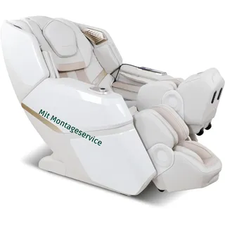 Aspria Space Walk 3D Massagesessel mit Wärmefunktion, Zero Gravity Liegefunktion, Shiatsu, 3D Surround-Sound, Ganzkörpermassage, Körperscan (Weiß mit Aufbauservice)