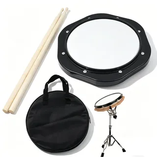 Drum Practice Pad, 27x27x3cm/10,6x10,6x1,2 Zoll Kunststoff Leises Übungspad Drum Pad Silent Practice Drum Musical Percussion Instruments Leichtes Snare Drum Pad mit Stofftasche & Paar Trommelstöcke