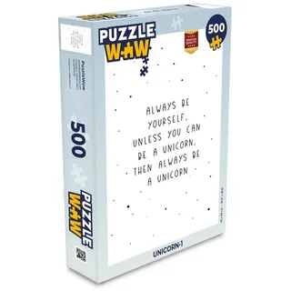 MuchoWow Puzzle Sprichwörter - Sei immer du selbst - Einhorn - Zitate - Mädchen, 500 Puzzleteile, Foto-Puzzle, Bilderrätsel, Puzzlespiele, Spielzeug 34 cm x 48 cm x 2 cm