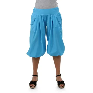 malito more than fashion Caprihose malito Damen Pumphose Capri 23286P kurze low waist Aladinhose Caprihose in Unifarben Einheitsgröße blau 34-40