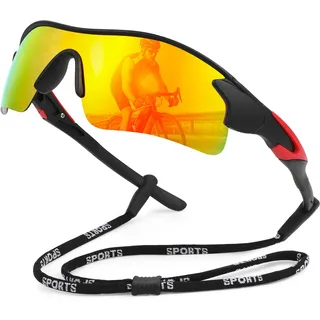 Hifot Fahrradbrille Herren Damen, Polarisierte Sport Sonnenbrille mit UV400-Schutz, Leichte Laufbrille Radsportbrillen, Sportsonnenbrille für Autofahren Radfahren Angeln Laufen Baseball Golf MTB - Einheitsgröße